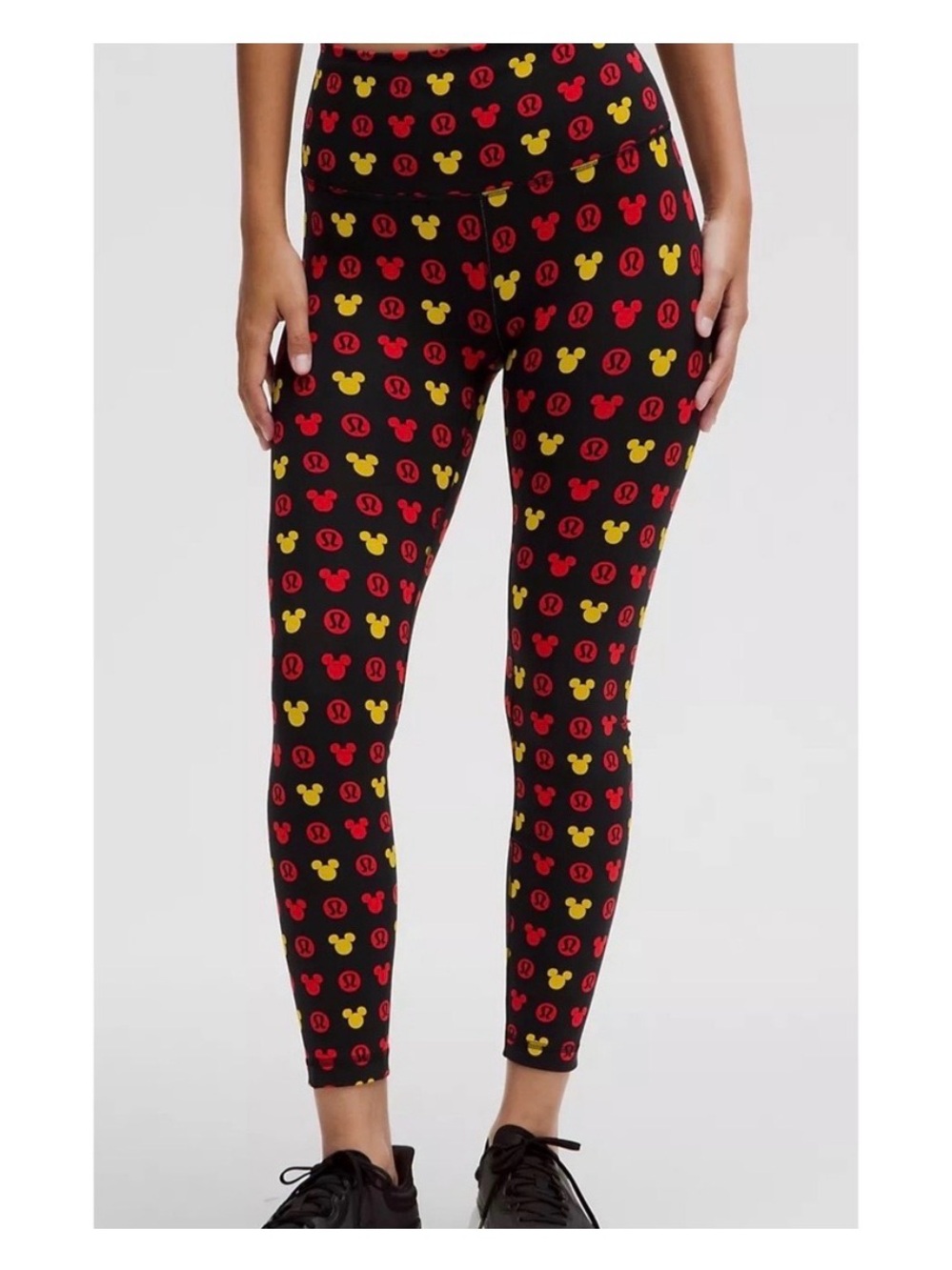 lululemon athletica Black Leggings with Red & Yellow Mickey Print-